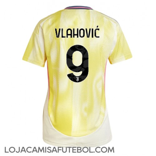 Camisa de Futebol Juventus Dusan Vlahovic #9 Equipamento Secundário Mulheres 2024-25 Manga Curta